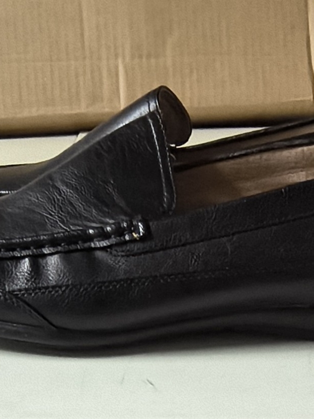 Claiborne Alfonso Memory Foam Black Leather Slip-On Loafers